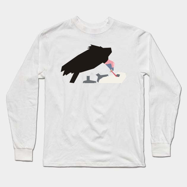 Graphic Nature - Lappet-faced Vulture feeding Long Sleeve T-Shirt by AnthonyZed